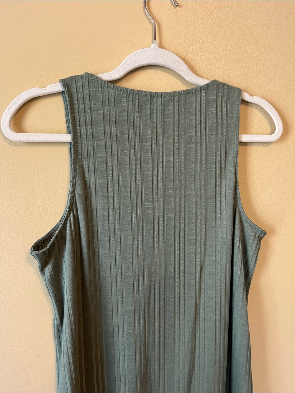 Olive Green Ribbed Button-Front Dress - Picture 5 of 7